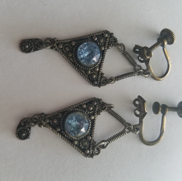 SOLD Antique Silver Earrings - Picture 2 of 3